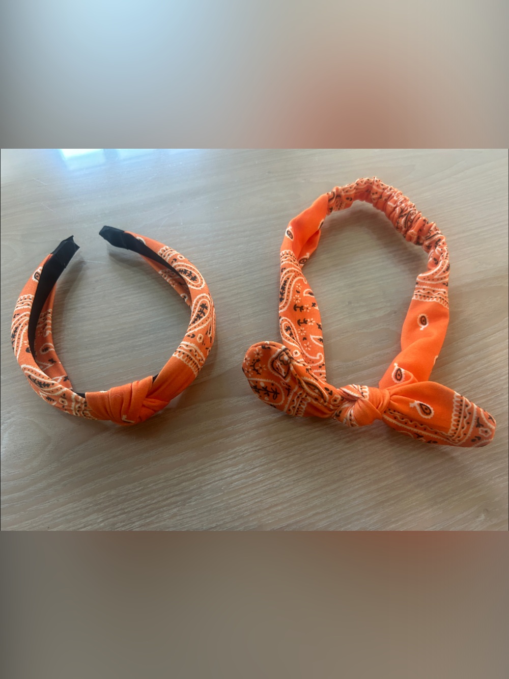 Orange Bandana Print Headband Set